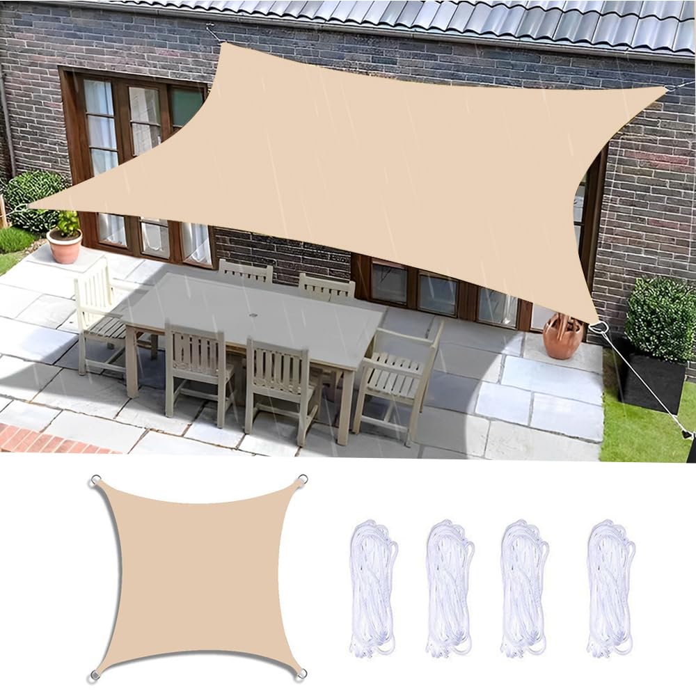 Voile d'ombrage de jardin 4x4m imperméable pour extérieur bleu foncé avec cordes