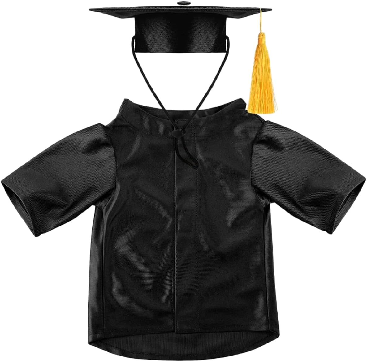 Dog Graduation Cap and Gown Costume Set, Puppy Graduation Hat Gown, Adjustable Knit Fabric with Gold Tassel, for Small Dogs Cats