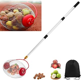 Apfelsammler Rollsammler, Nusssammler mit Verstellbarer Teleskopstange, Obstsammler Rollsammler Fallobst Ohne Bücken, Walnuss Sammler für Haselnuss Eichelsammler Pekannüsse Golfbälle Tennisbälle