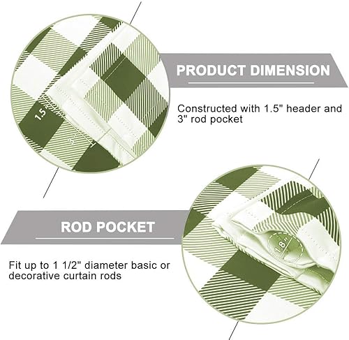 Miniatura 6 de Woven Trends - Cortinas para decoración de cocina, cenefa a cuadros escoceses, clásico diseño a cuadros, decoración de casa de finca, cortinas para