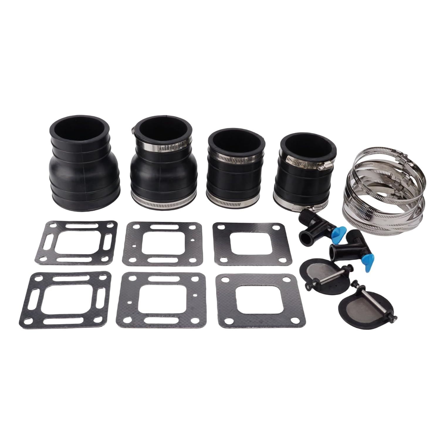 Marine Boat 70981A3 Manifold Upper 3" Exhaust Elbow Hose with Gasket Shutter Repair Kit for MerCruiser 175-205 V6 GM 229/262 CID Wet Joint Stern Drives Engines Replaces 90949T 99370A2