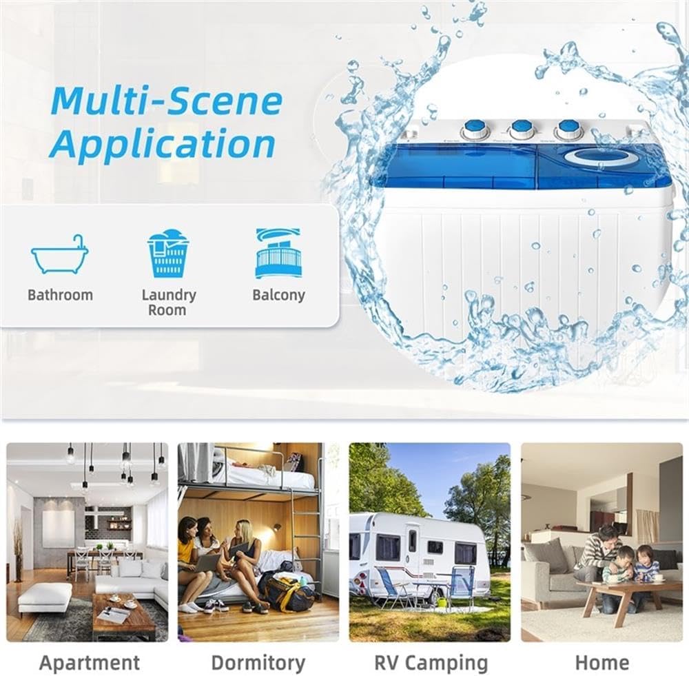 Pemberly Row 26lbs Portable Semi-automatic Twin Tub Washing Machine in Blue