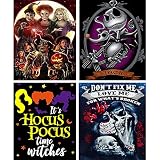 LWZAYS 4Pack Paint by Numbers for Adults Beginner - Halloween Paintint by Number Kits Witch On Canva