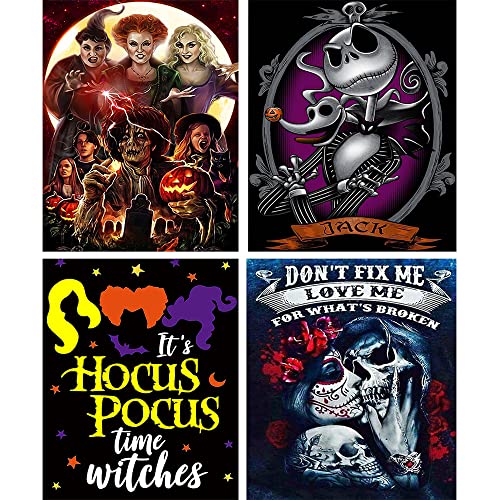 Lwzays 4Pack Paint By Numbers For Adults Beginner - Halloween Paintint By Number Kits Witch On Canvas,Adult Paint By Number Diy Hocus Pocus Oil Painting Jack Arts Crafts For Home Decor(11.8X15.8Inch) #TOP16