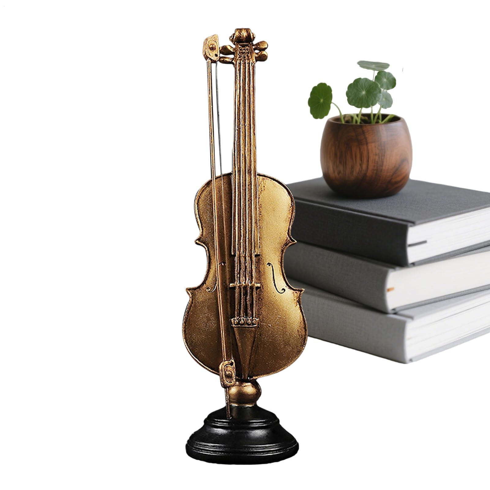 Miniature de saxophone et violon vintage avec support pour musicien