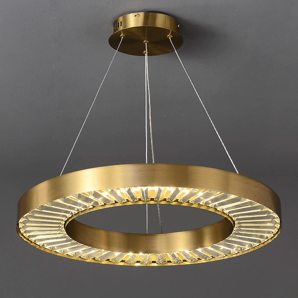 Lustre LED moderne 37W en cristal et acier inoxydable doré pour sublimer votre séjour