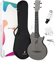 Ukelele tenor recortado Enya Ukulele de viagem de 66 cm, de fibra de carbono para adultos, kit de pacote iniciante incluindo capa, alça, capo e cordas (Nova U Pro, preto)