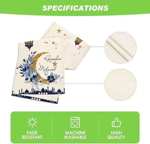 Miniatura 5 de Artoid Mode Camino de mesa de Ramadán, farol de castillo, decoración de mesa de comedor de cocina de temporada para decoración de fiesta del hogar,