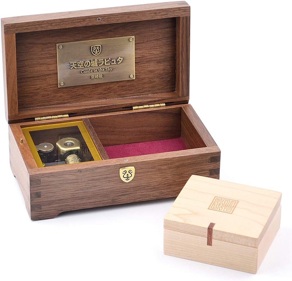 SOFTALK Castle in The Sky Music Box Walnut Wooden Collectible Musical Gifts for Christmas,Birthday Valentine's Day