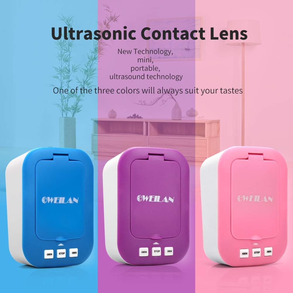 Contact Lens Cleaner Machine,Mini Portable Ultrasonic Contact Lens Cleaner with USB Power Cable, Kit Daily Care Fast Cleaning Device for Soft Lens Hard Lens Colored Lens RGP Lens & OK Lens (Purple) : Health & Household