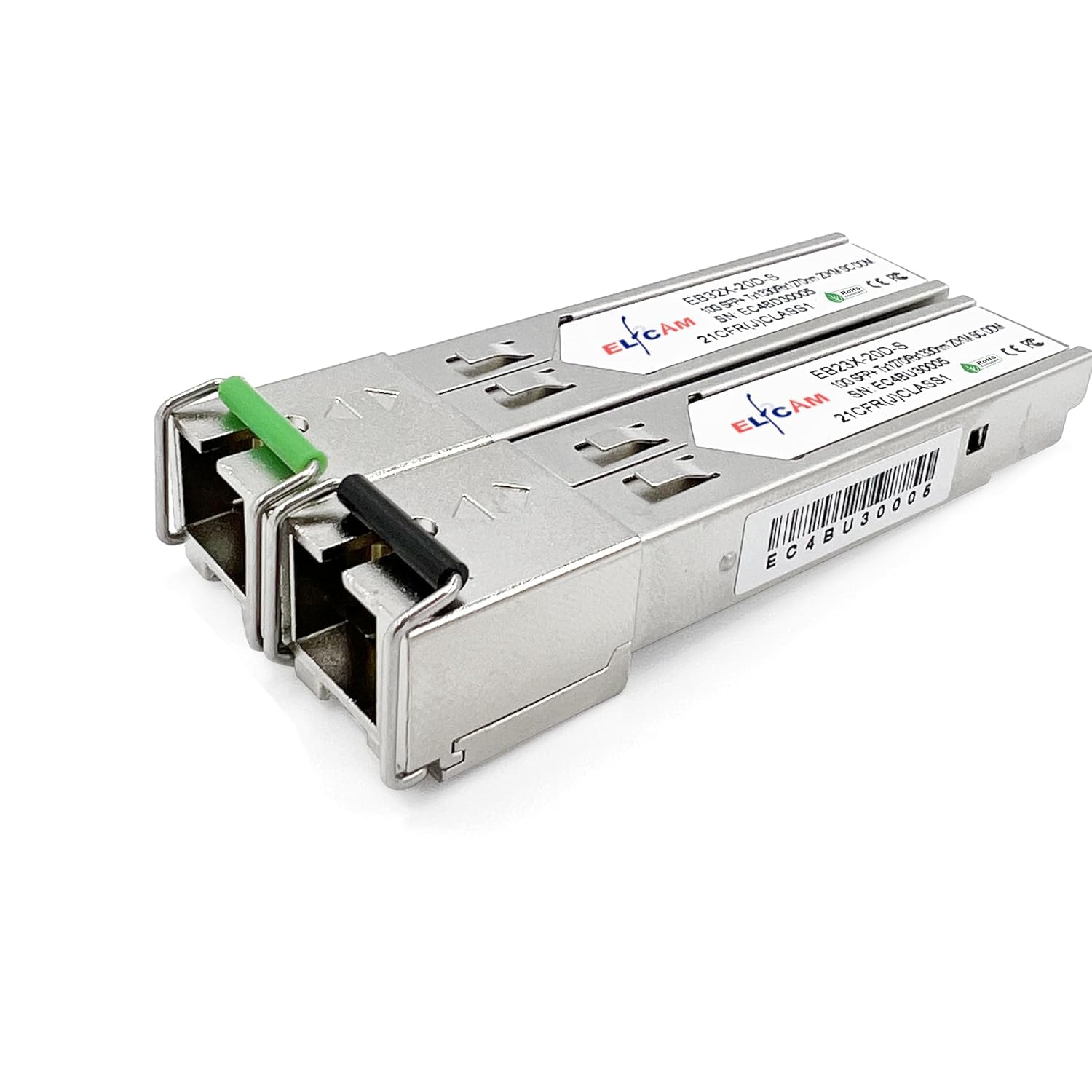Elfcam® - 1 Paire 10Gbps SFP+ BiDi Module de Transceiver à Fibre Optique 1270nm/1330nm, avec la Fibre Port SC Simplex Monomode, Compatible avec Intel,DDM 20km