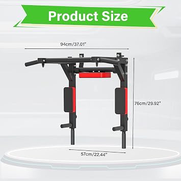 Wall Mounted Pull Up Bar, Wall Mounted Pull Up Bar and Dip Station, Multifunctional Wall Mounted Chin Up Bar, Power Tower Set Training Equipment, Home Gym Workout, Max Load 440lbs