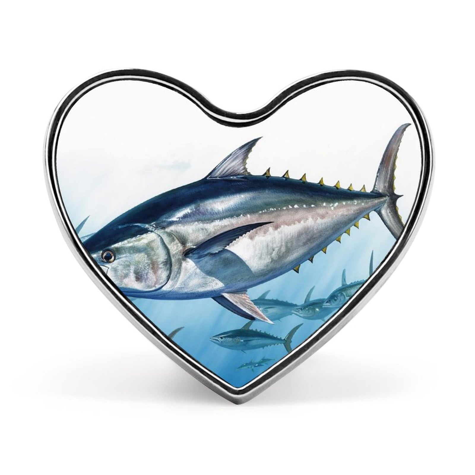 Brooch Pin Lapel Pins Heart Pin Women Brooch Pins for Hat Bag Suit Tie Wedding Birthday Bluefin Tuna Thunnus Printed Valentine Pin