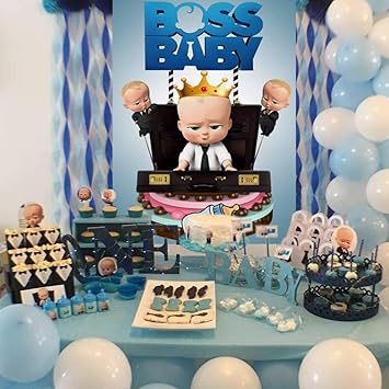Boss Toile De Fond Pour Bebe Pour Garcon Decoration De Table D Anniversaire Blanc Amazon Fr High Tech