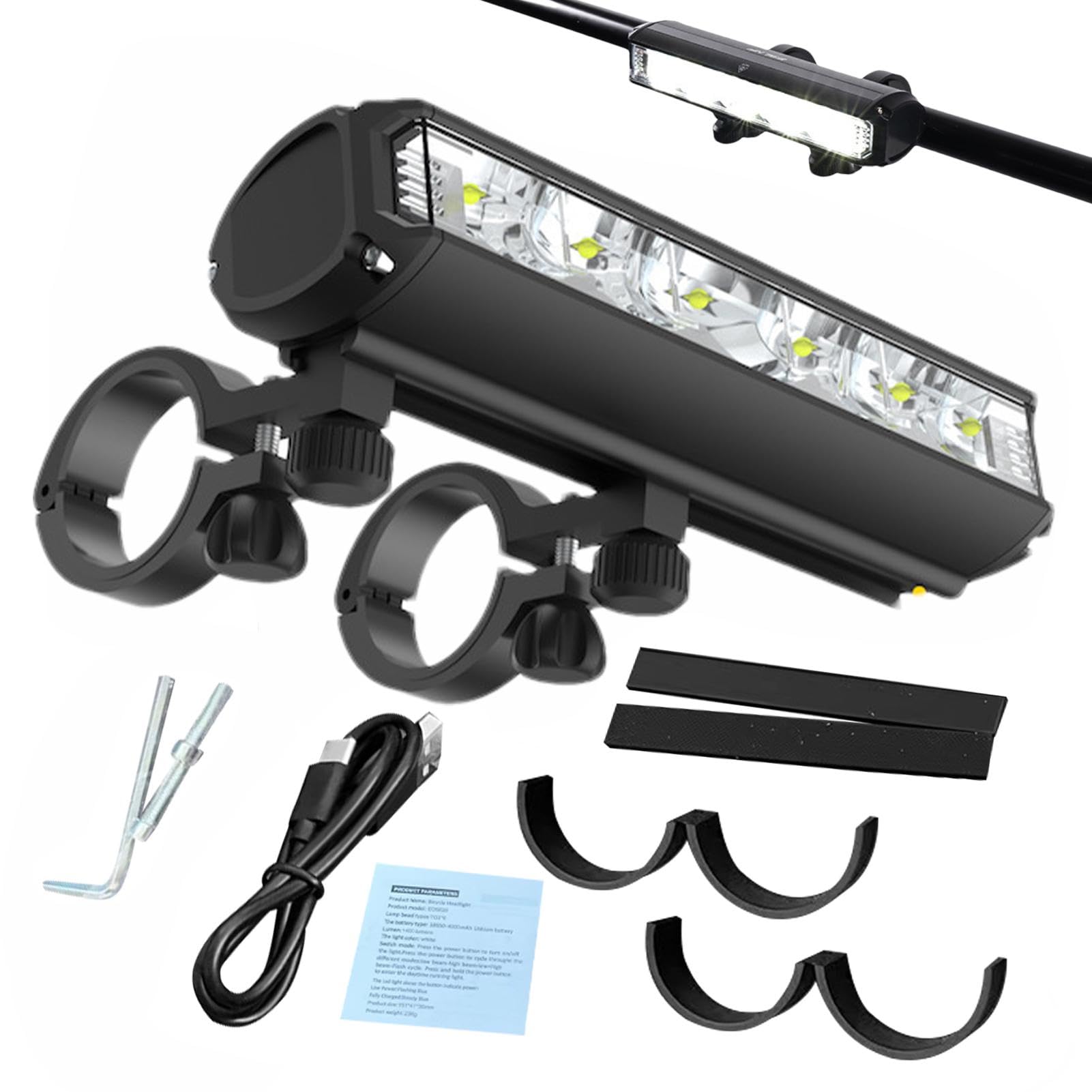 Scheinwerfer | Hohe Lumen Superhelles Frontlicht - 1850 Lumen Leistungsstarker Scheinwerfer IPX5 Wasserdichtes Licht für Radfahren, Road Mountain