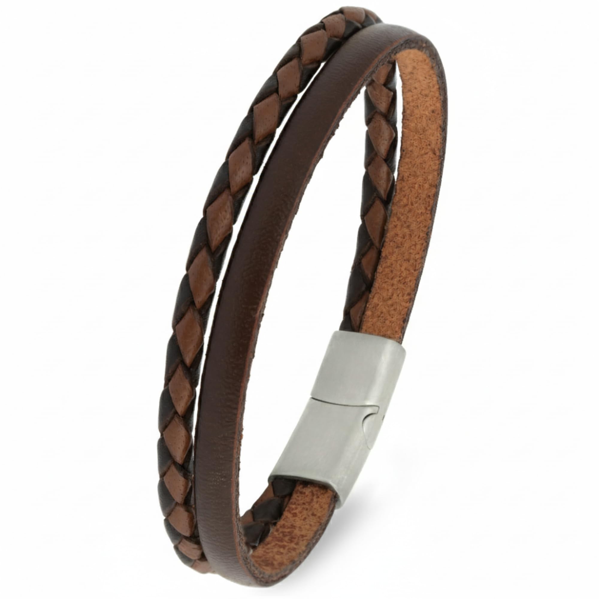 Simaru Echtlederarmband KVERNMO mit Edelstahl-verschluss