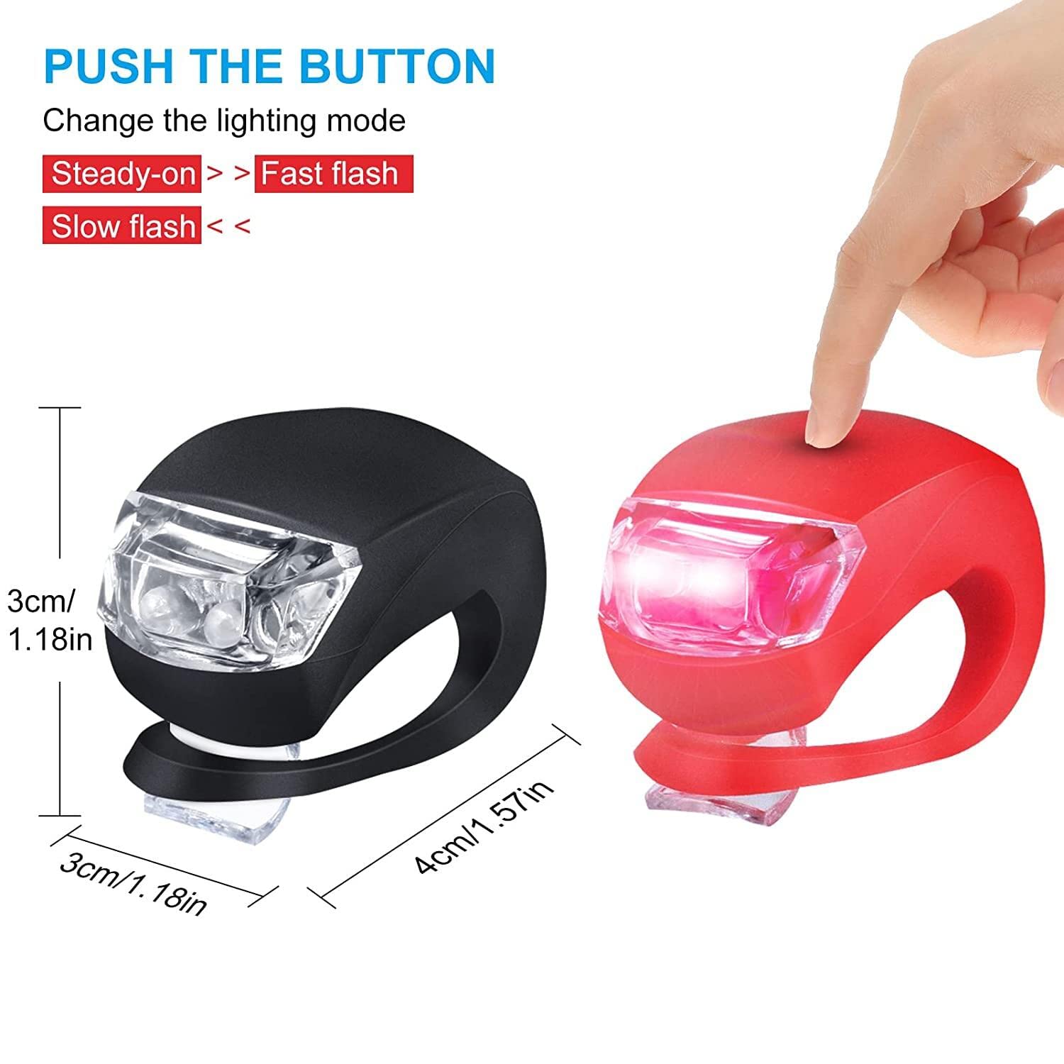 4 luci per carrozzina in silicone: luci LED impermeabili in silicone, luce per carrozzina con LED luminoso e 3 funzioni luminose, luce a LED per passeggino, attività all'aperto, corridore