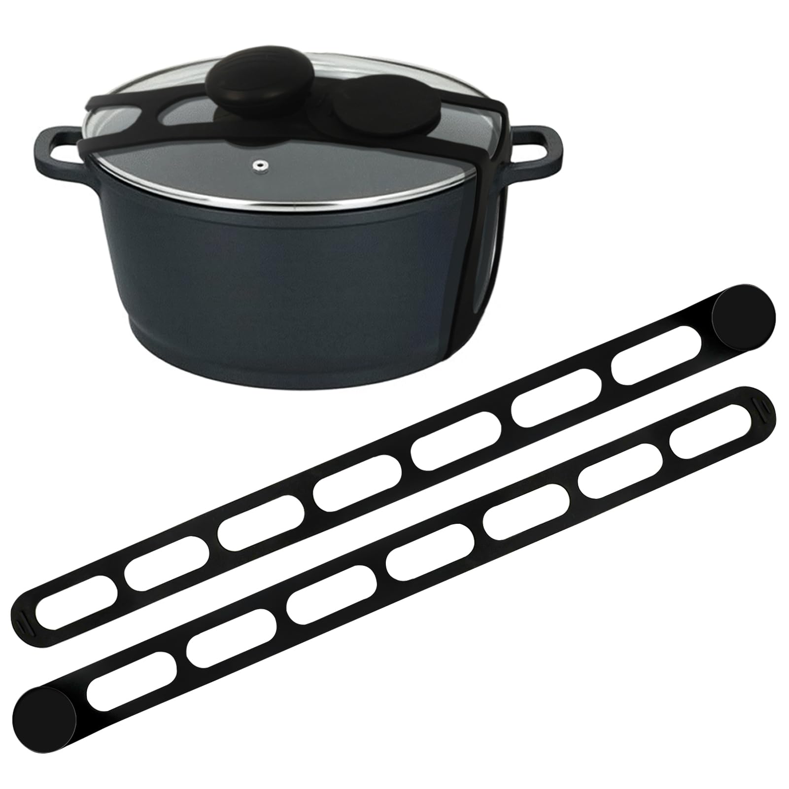 2PCS Silicone Lid Latch for Pots - Universal Lid Latch Strap for Crockpot, Crock Pot Lid Strap, Crockpot Locking Lid, Slow Cooker Lid Lock, Silicone Travel Latch for Casserole Dishes and Pans-image-15