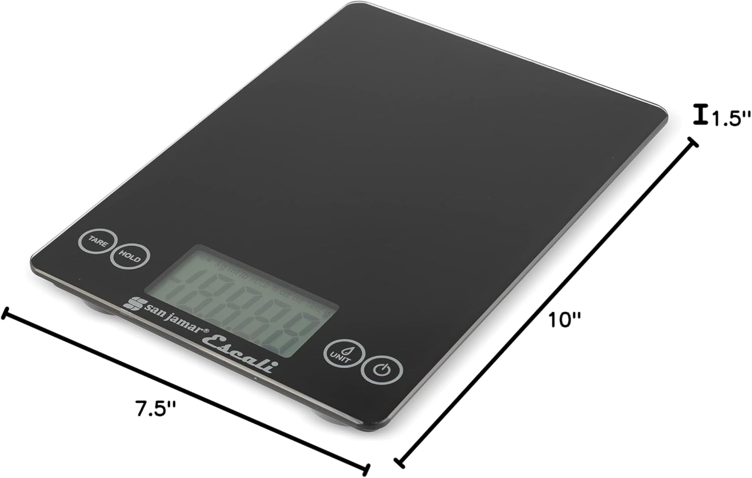 San Jamar Escali Glass Digital Food Scale, Black