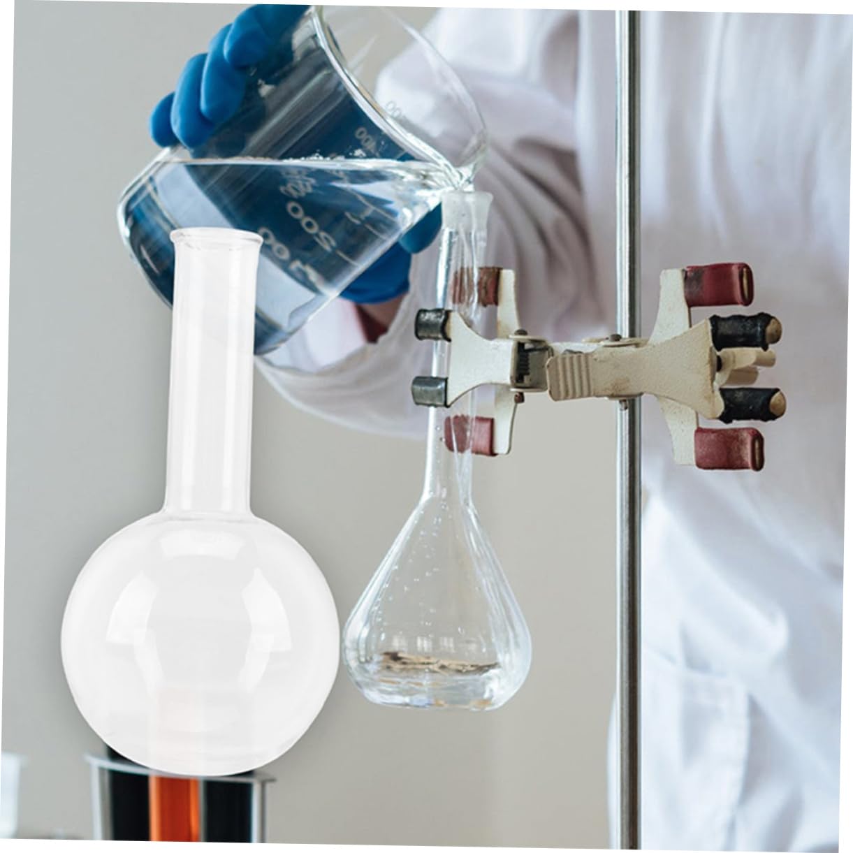 Zerodeko 2 Matraces de Base Redonda de Vidrio para Pruebas Científicas, Portátiles y Livianos, Ideales para Estudiantes en Laboratorios