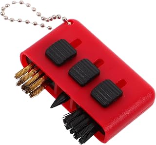 SUPVOX Red 3 in 1 Sports Club Cleaning Brush with Retractable Wire | Portable Lightweight Design, Nylon and Copper Bristles, Sleek Style, Sports Bag Accessory for Players