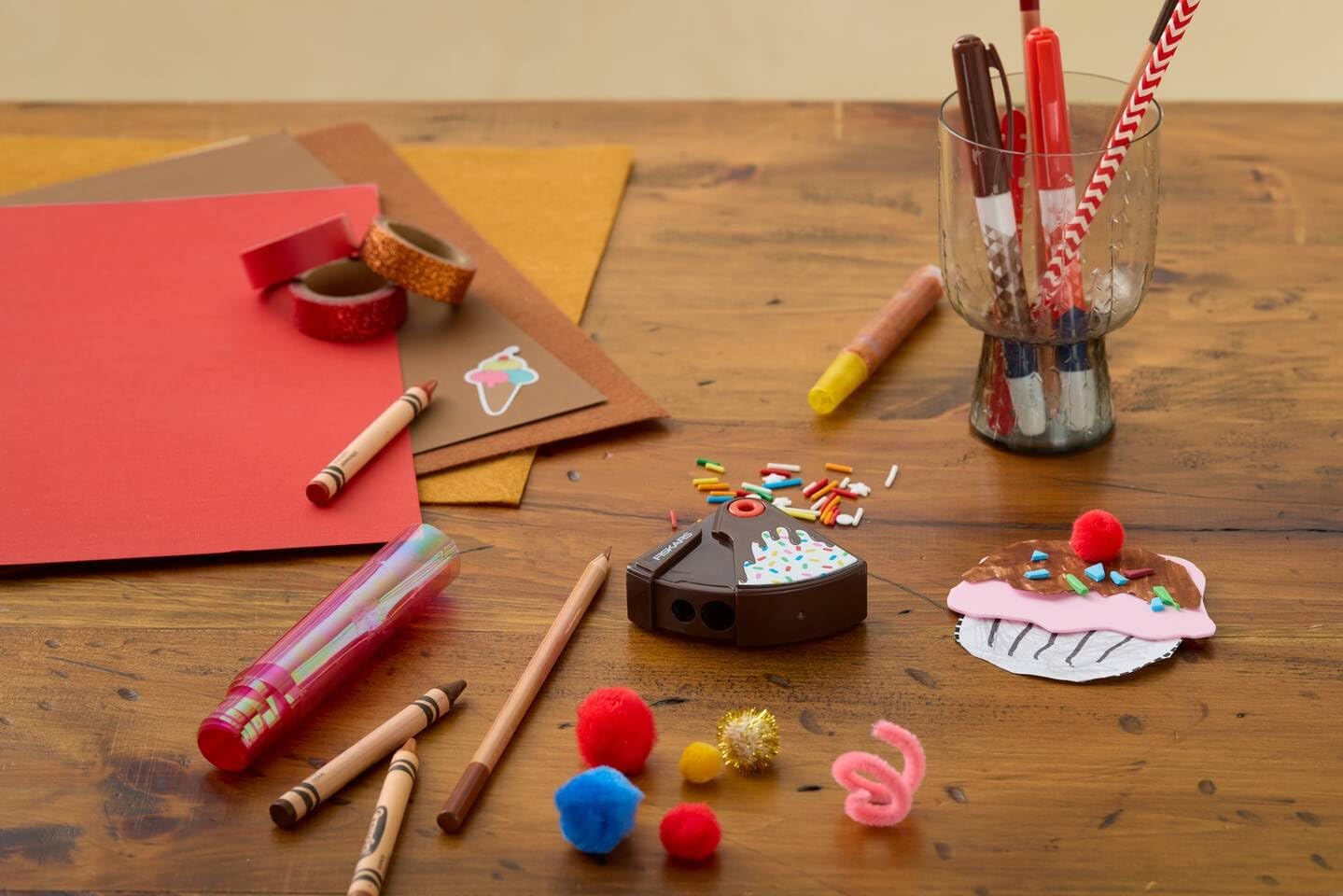 Fiskars Sundae Children's Designer Pencil Sharpener, Multi-Colour, Age 6+