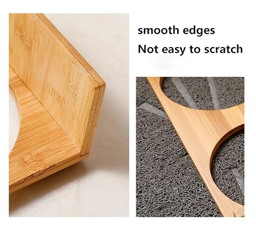 Elevated Bamboo Pet Table With Ceramic Bowls Raised/Anti-Slip Tilted Station Cats/Dogs Food/Drink Water-Resistant Surface Clean Feeding And Good Digestion For Pets #TOP4