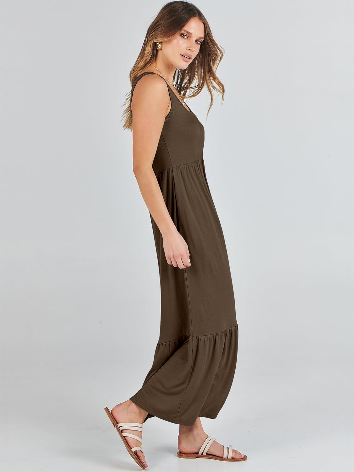 ANRABESS Women's Summer Sleeveless Maxi Sundress Swing Casual Flowy Tiered Shirts Dress Beach Travel Vacation Outfits - Image 4