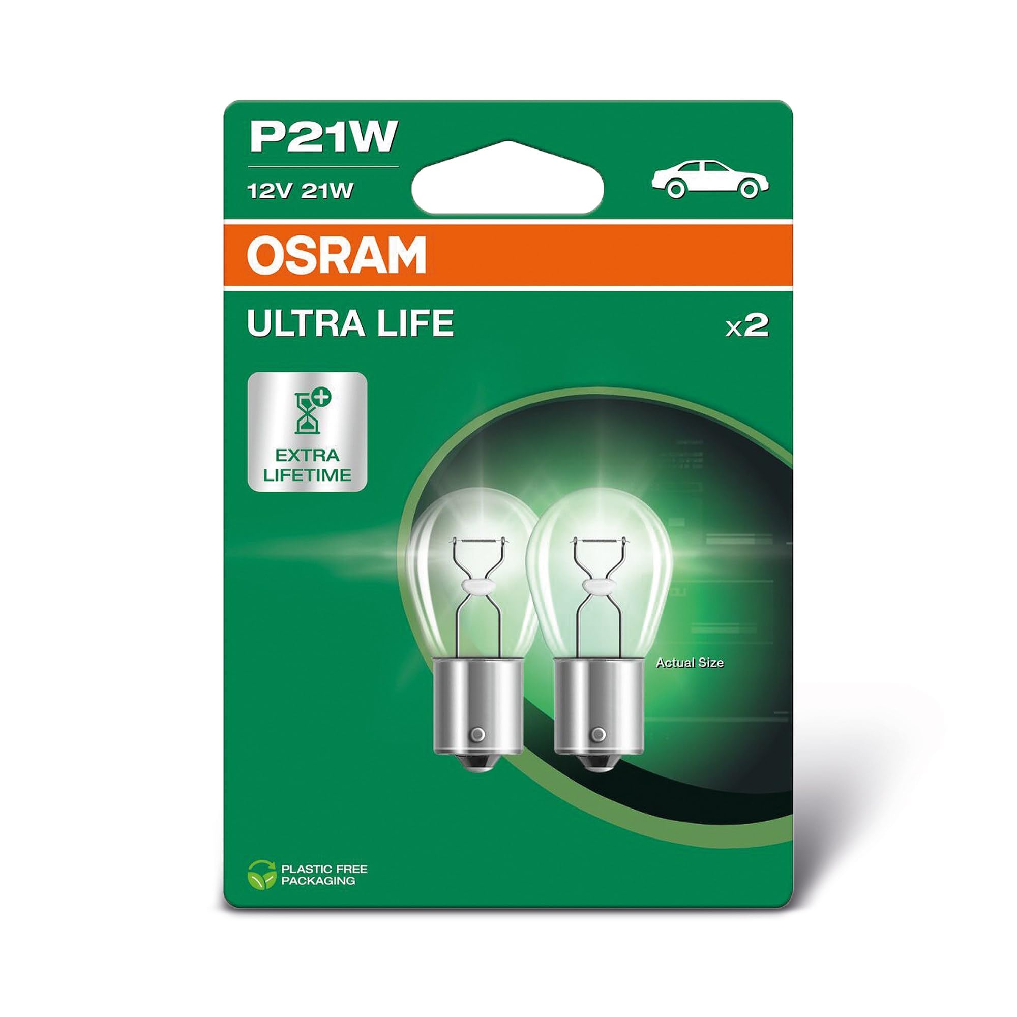 OSRAM ULTRA LIFE, P21W, Double Blister, (2 lamps)