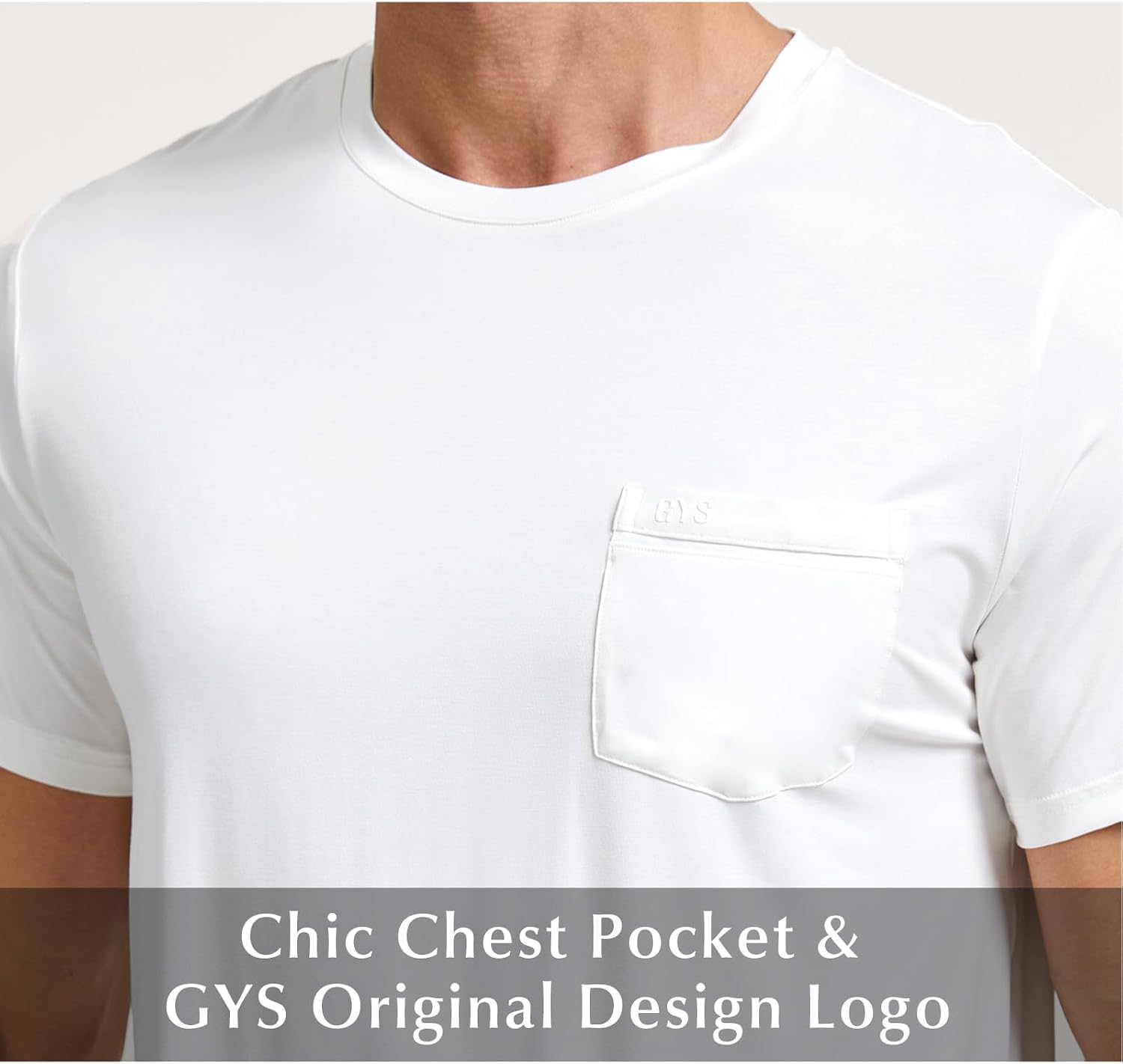 GYS Men's Short Sleeve Shirts Soft Bamboo-derived Viscose Casual Crew Neck Pajama Top