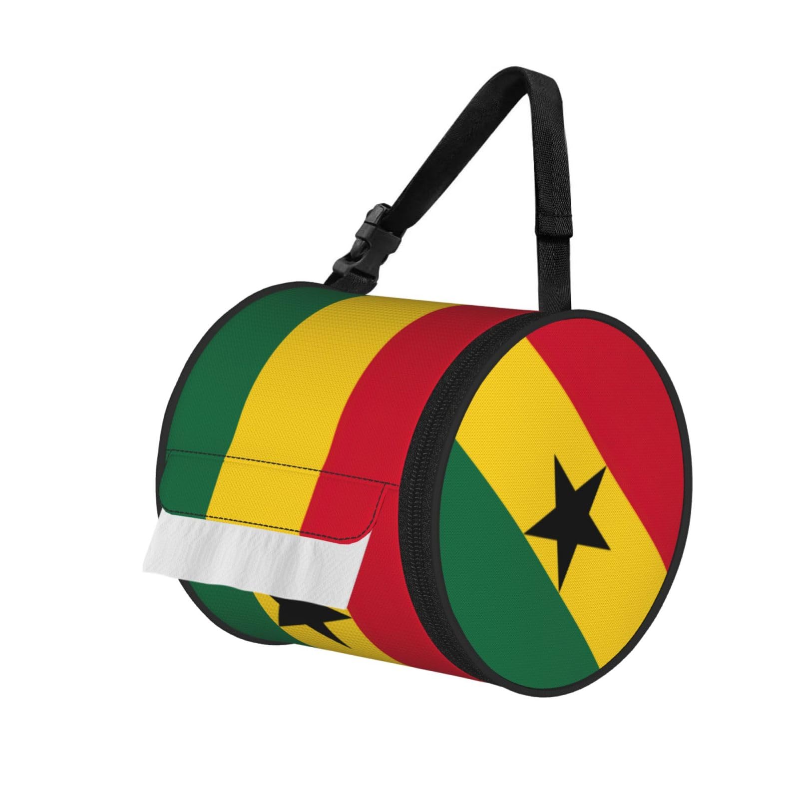 Flag Of Ghana Print Fashion Tissues Organizer Box, Hanging Tissue Holder For Purse Coins For Car Office Daily Outing