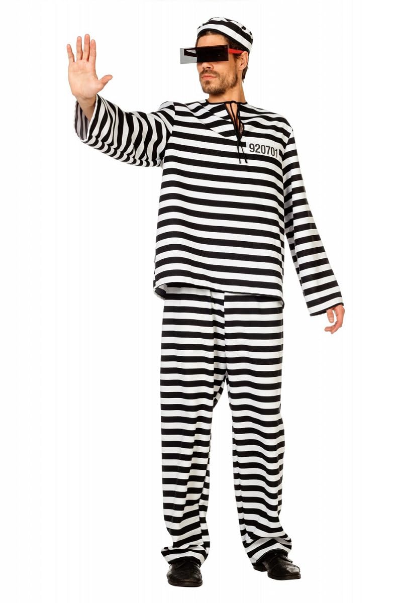 WILBERS & WILBERS 5101 Mens Prison Costume Set of 3 Prison Costume for Carnival Halloween