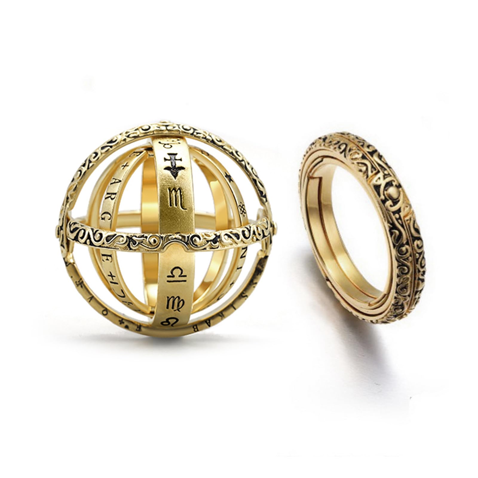 FORUBUS Astronomical Sphere Spinner Ring, Astronomy Ball Cosmic Finger Ring for Astronomer Fans Student Museum Memorial Souvenir