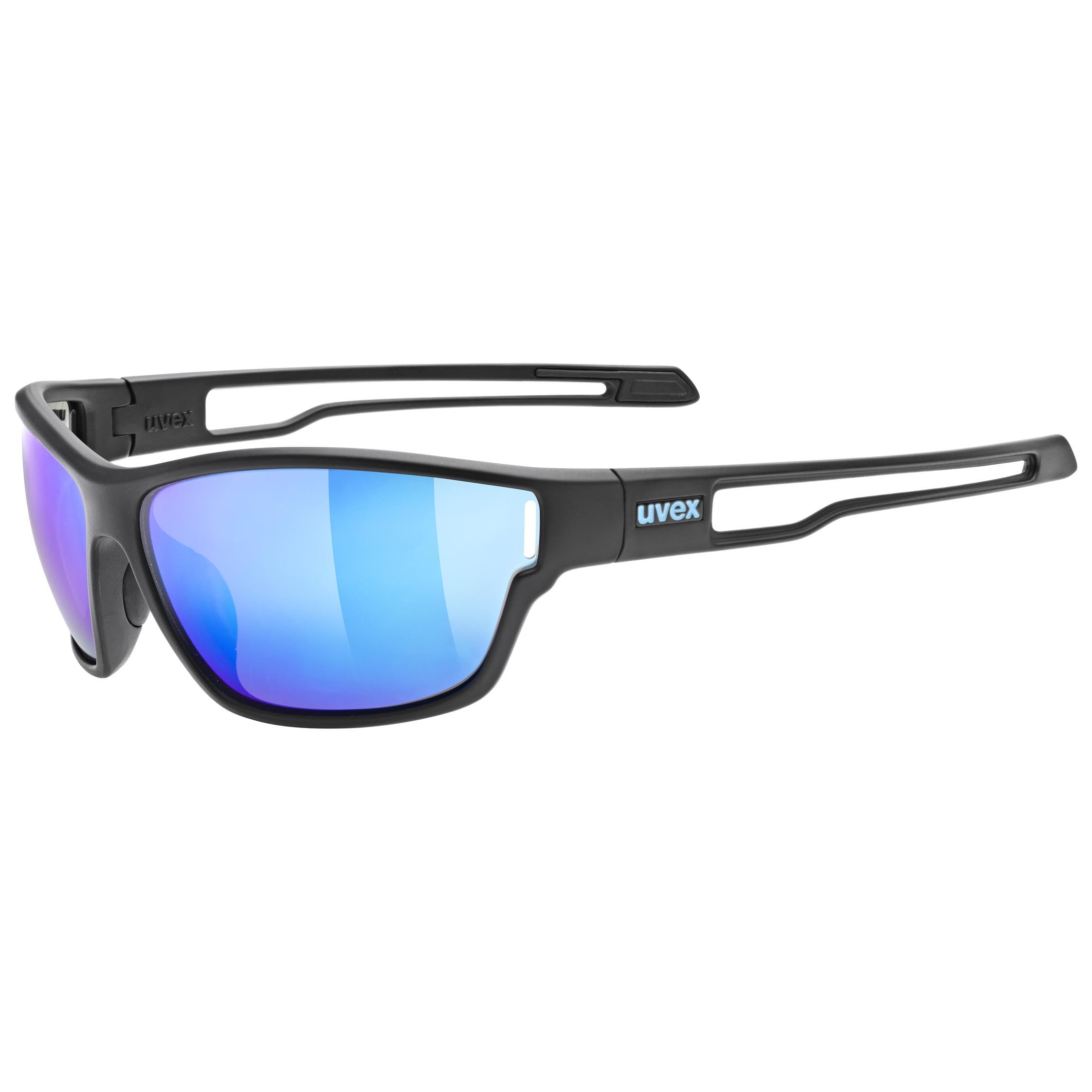 Uvex sportstyle 806 - sports glasses for adults - strong UV protection - contrast enhancing - black matt - one size