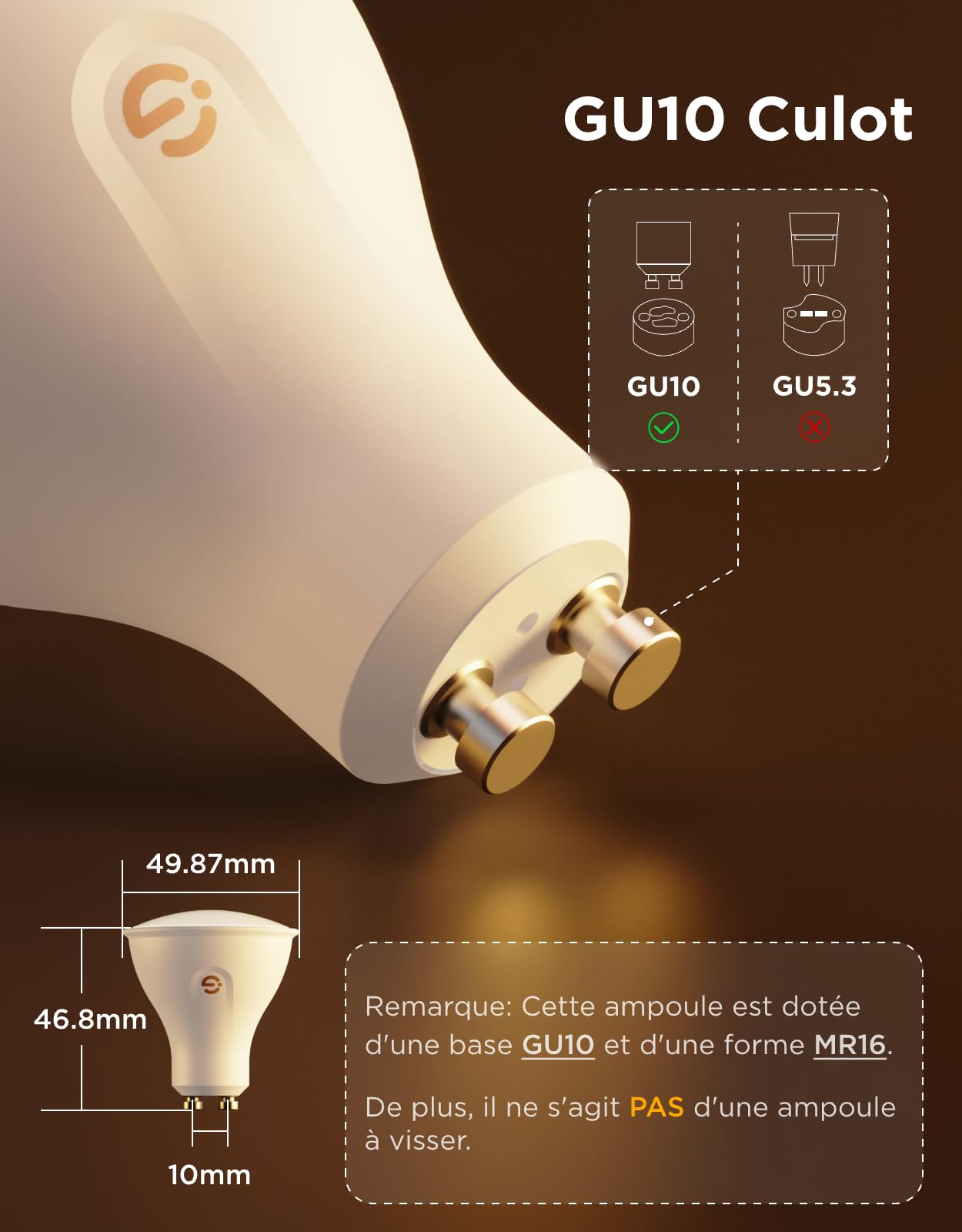 Govee Ampoule Connectée WiFi, Ampoule LED GU10 RGBWW Fonctionne avec Matter, Alexa et Google Home, Lampe GU10 Intelligente 400LM Dimmable, 16 Millions de Couleurs, Synchronisation de Musique, 4 Pack | Fonctionne avec Matter, Alexa et Google Home, Lampe GU
