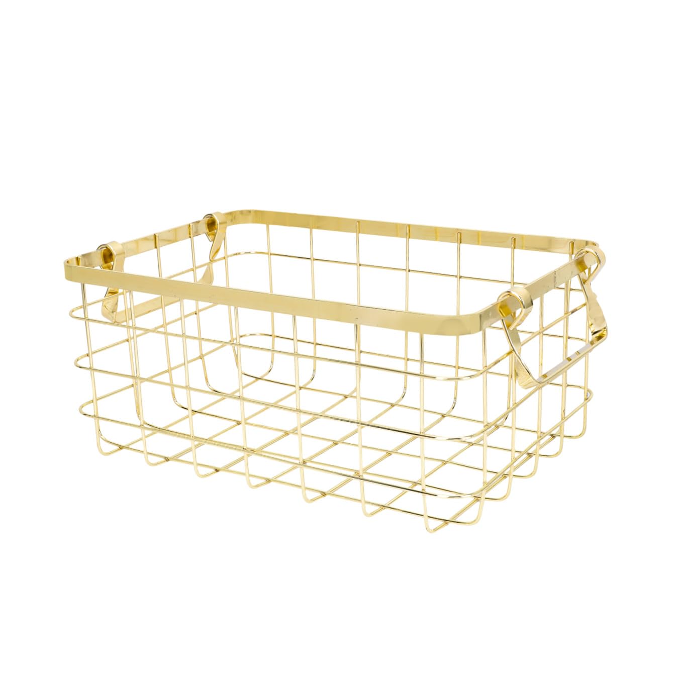 SOLUSTRE Cesta de Alambre Nórdico con Asa Canasta de Hierro Decorativa para Frutas y Almacenaje Hogar y Oficina Pequeño Color Dorado