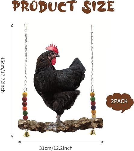 Miniatura 2 de Xnuoyo Paquete de 2 juguetes de madera natural para pollo, colorido soporte de pollo, juguete para pájaros, soporte de madera de pollo, juguete para