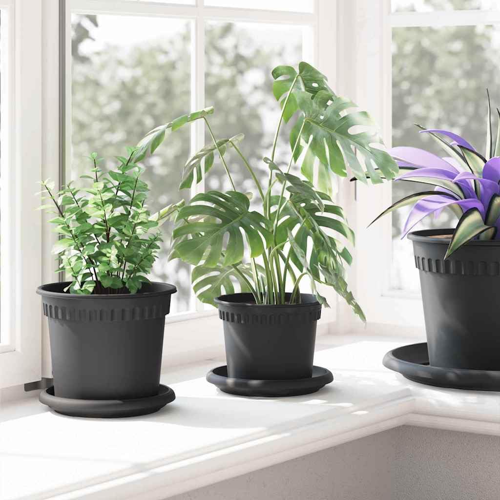 Blumentöpfe 24 Stück Schwarz Ø 12,5 x 10 cm Kunststoff Pflanzgefäße Balkon Garten Zimmer Indoor Outdoor Pflanztöpfe mit Ablauflöchern und modernem Design für Pflanzenpflege