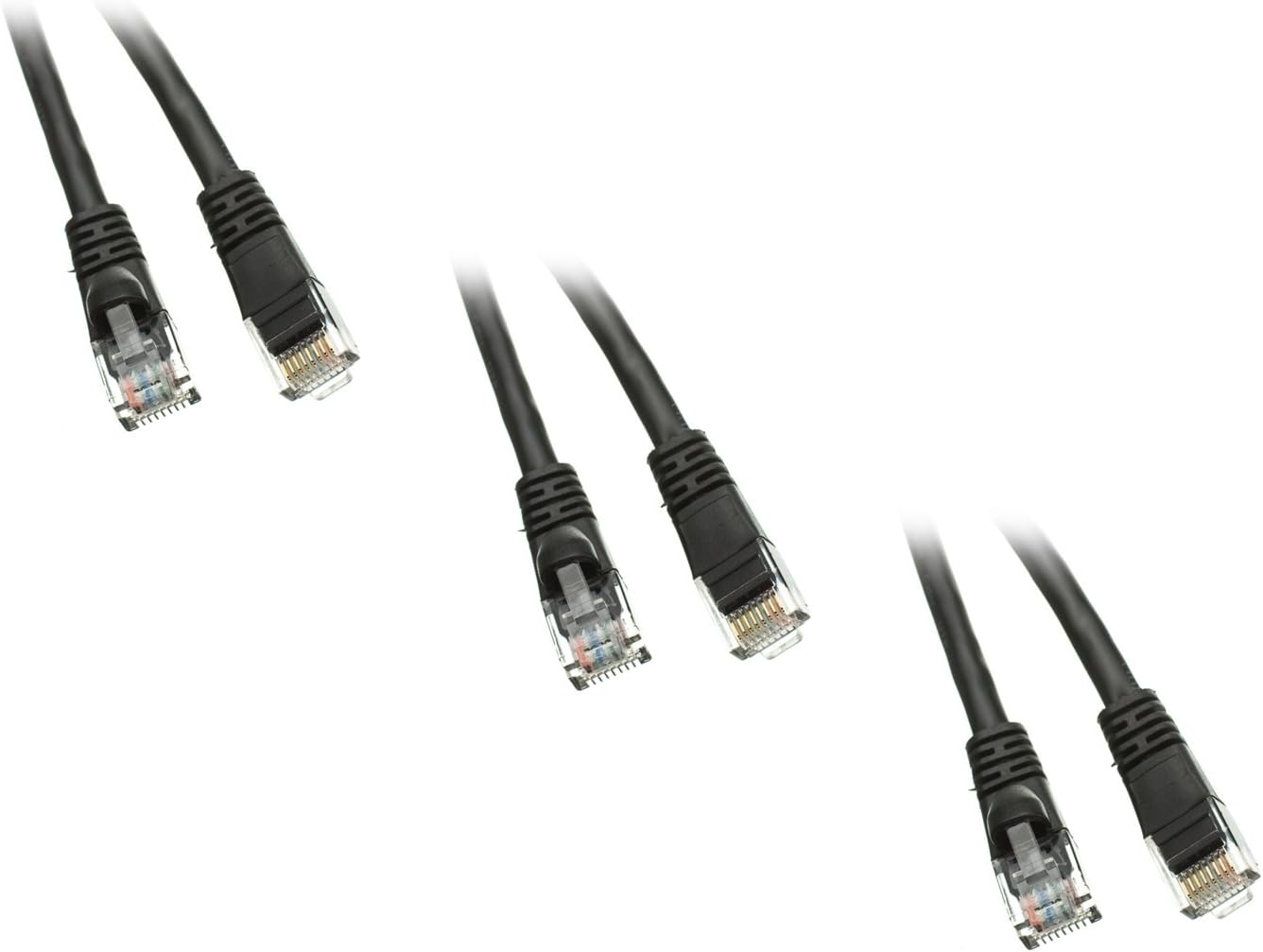3 Pack Cat5e Ethernet Patch Cable, Snagless/Molded Boot 14 Feet Black, CNE490255