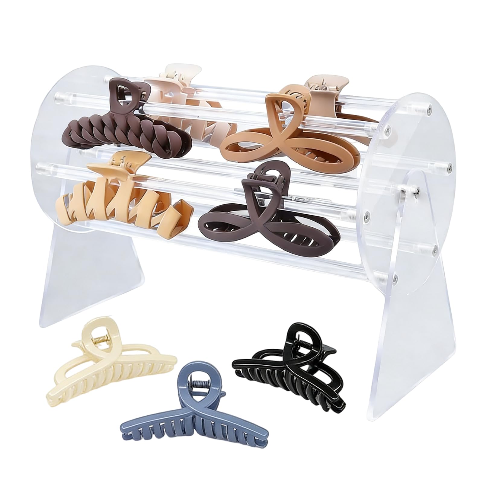 Porta Mollette Capelli - Organizer Per Fermagli A Pinza - Organizer Per Fermagli Per Capelli In Acrilico Girevole A 360° - Espositore Per Cerchietti Per Capelli - Porta Cerchietti Bambina