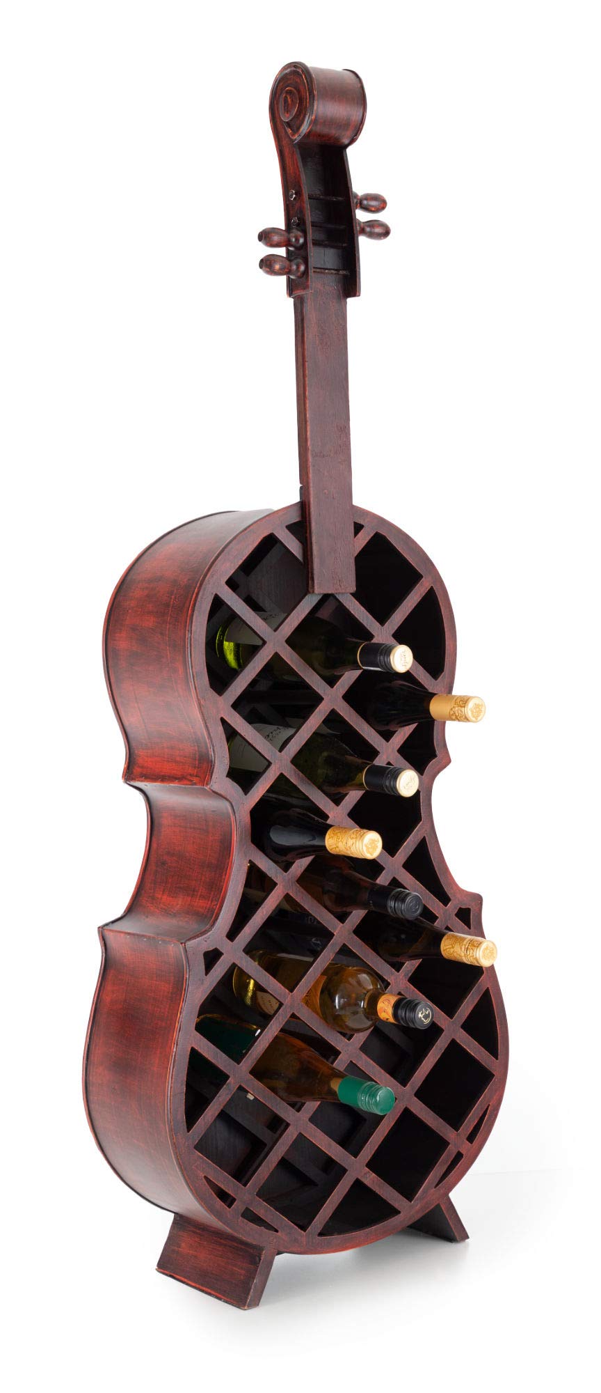Stagecaptain Stradivino Weinregal für 21 Flaschen - Weinständer aus Holz in Vintage-Optik - Handgemachtes Cello Flaschenregal - Flaschenständer in Höhe 135 cm - Retro Weinflaschenhalter