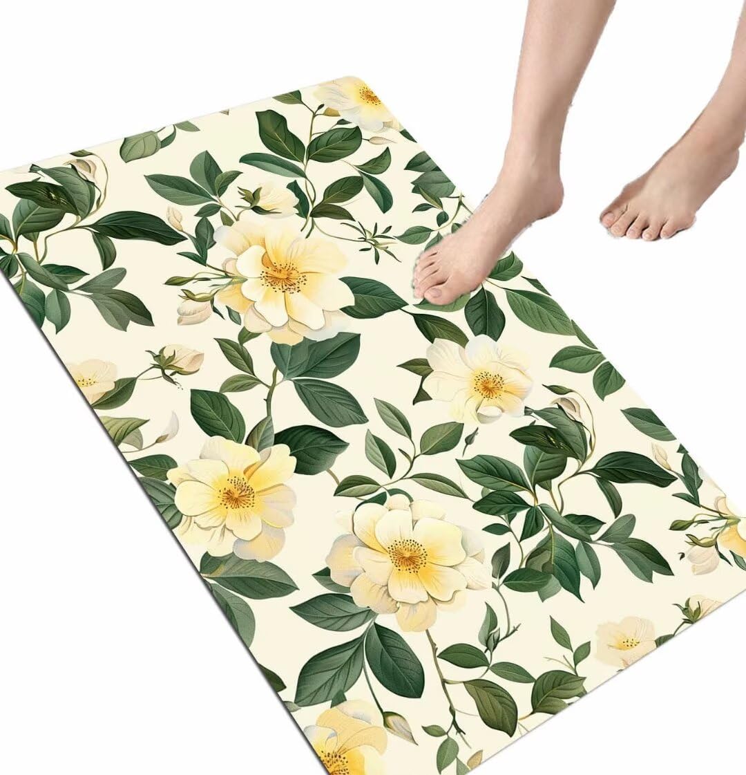 Tapis de bain absorbant en pierre végétale avec dossier antidérapant