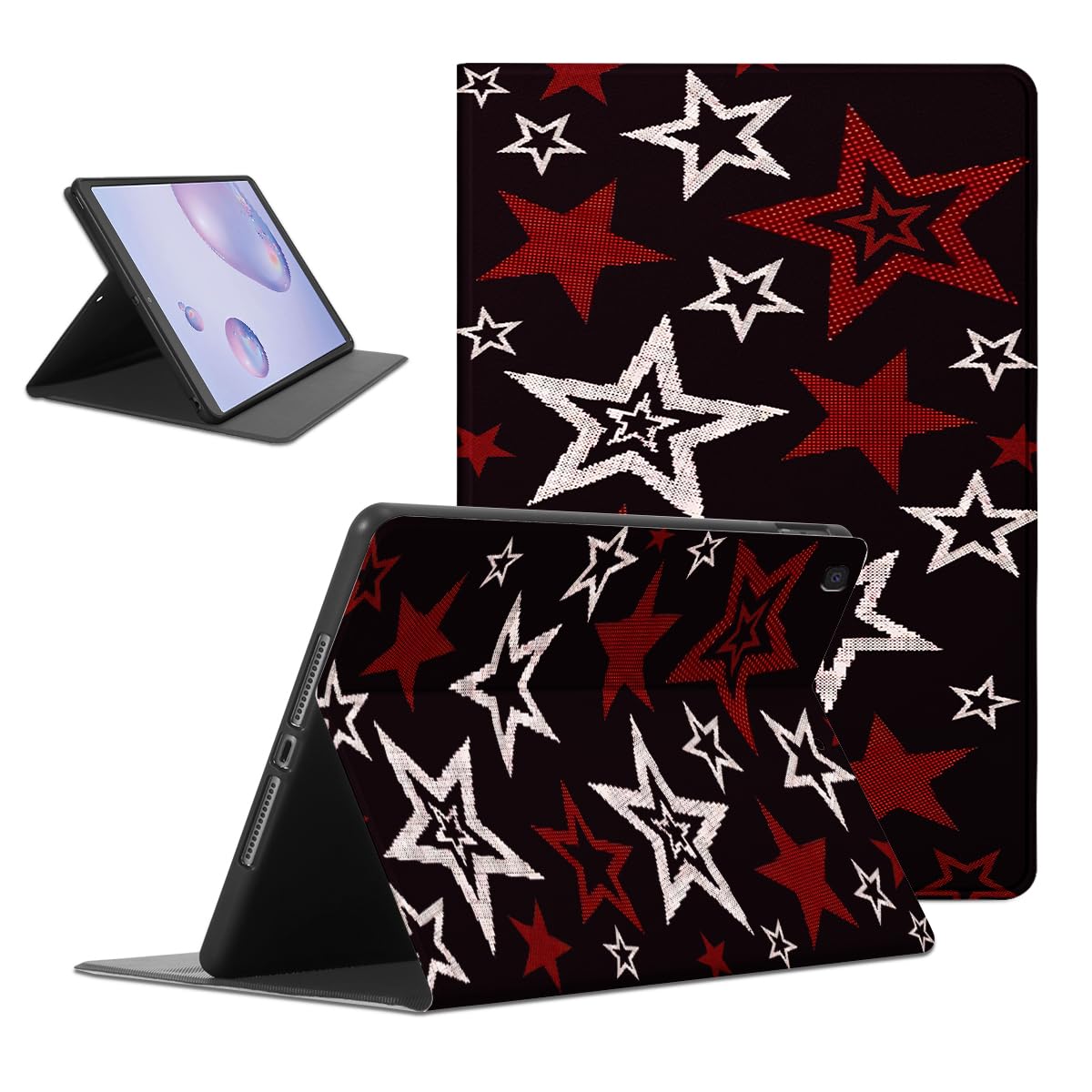 Cute Y2K Star Tablet Case for iPad Pro 2021/2020/2018 12.9 Inch,Girly Kawaii Y2K Star Aesthetic Cases PU Leather Adjustable Stand Protective Cover