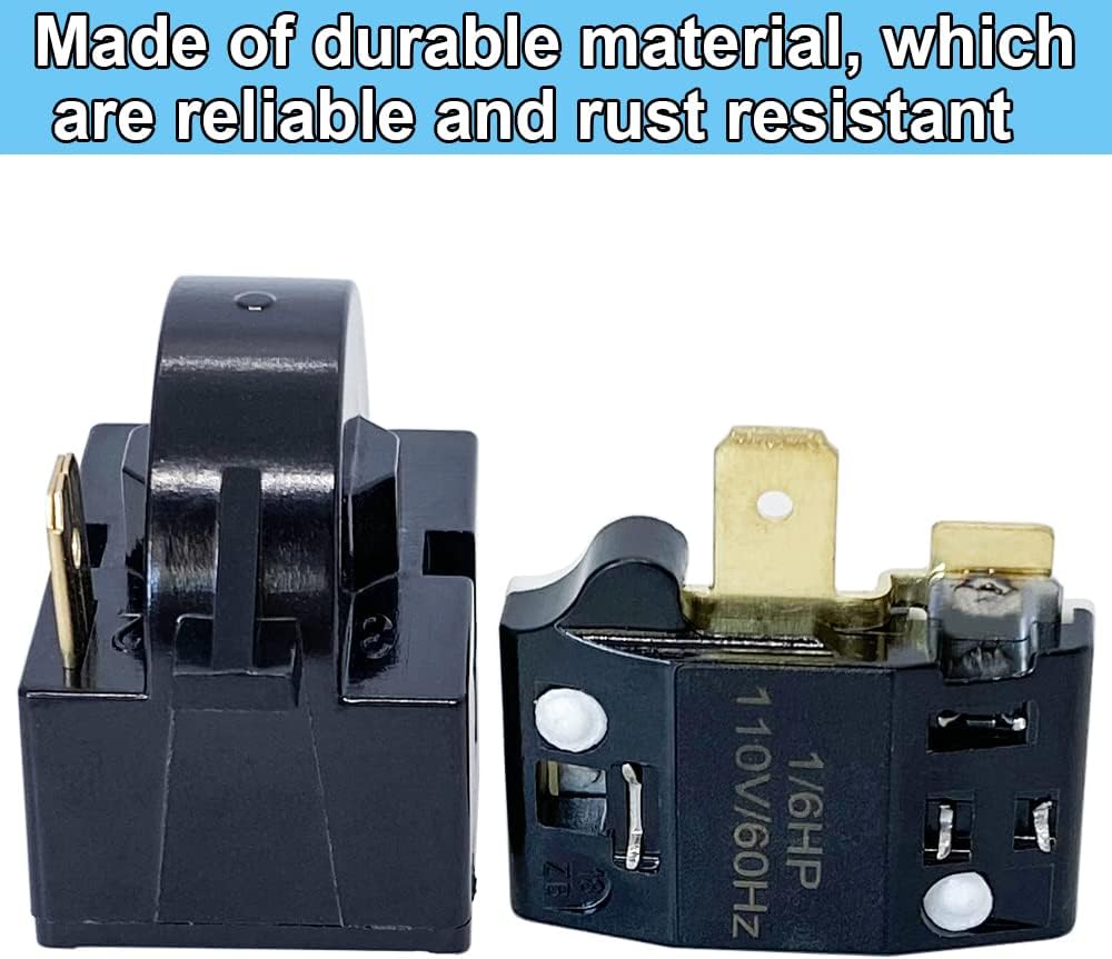 QP2-4.7/4R7 1 Pin Starter PTC Start Relay w/ 6750C-0005P Overload Protector | Compatible with Kenmore Vissani LG Refrigerator Compressor, for Mini Fridge, Wine/Beer Cooler, Refrigerator Replacement Part