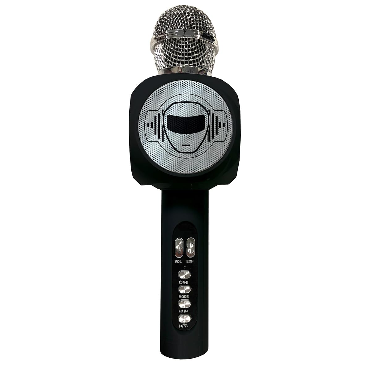 LEXIBOOK Wireless Microphone with speaker and lights, Bluetooth®, voice changer function, light effects, micro SD slot, USB, Black/silver, MIC260LXB