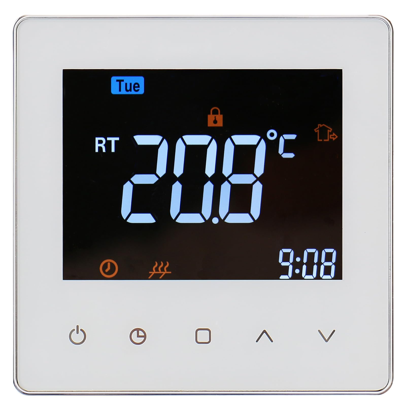 Wengart Termostato Digital WG538,AC230V 3A Control termostático Interior,Programación semanal,Pantalla Colorida para Sistemas de calefacción por Suelo Radiante y Agua Caliente
