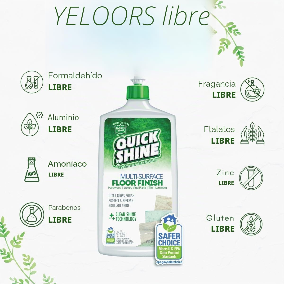 Quick Shine - Abrillantador para suelos de madera, 800 ml