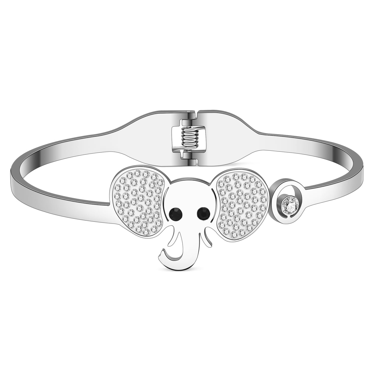 Bracelet éléphant en acier inoxydable strass dorure 18k d'exception - 7