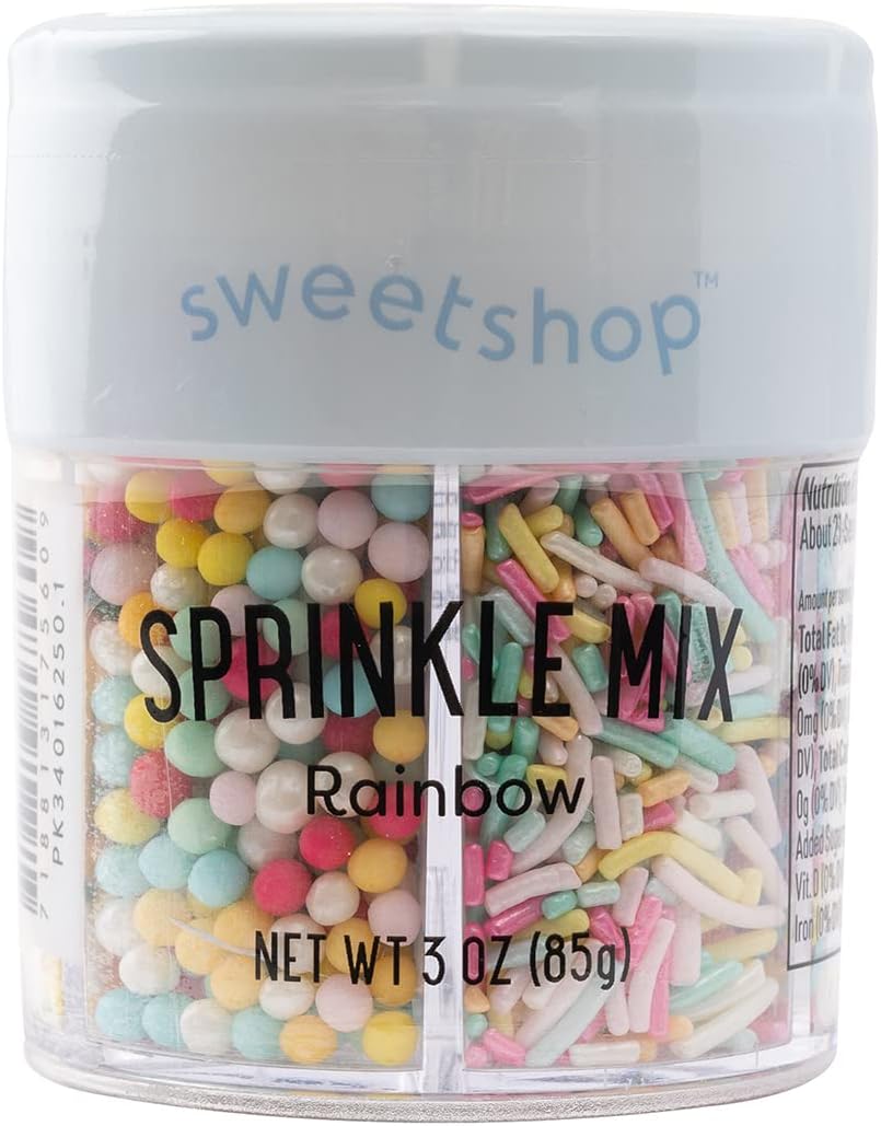 Sweetshop, Sprinkle 6 Cell Mix, Rainbow, Edible Sprinkles, fancy sprinkles for Baking and Decorating, use on Cupcakes, Cakes, Cookies, Breakfast Foods and More