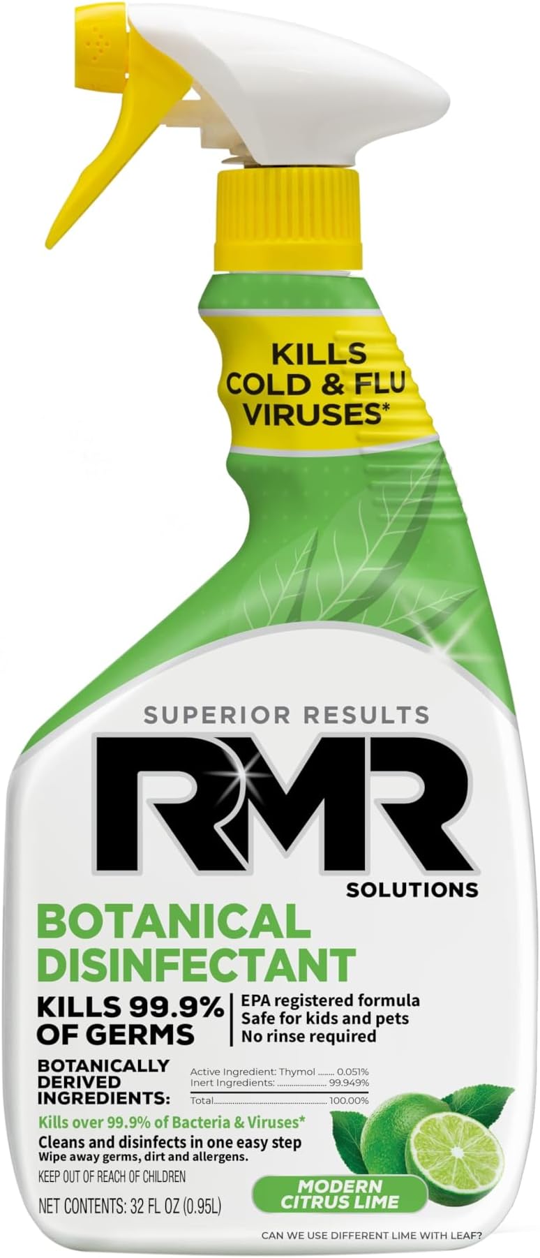 RMR Brands Botanical Disinfectant and Cleaner, Kills 99% of Household Bacteria and Viruses, EPA Registered, 32 Fl Oz